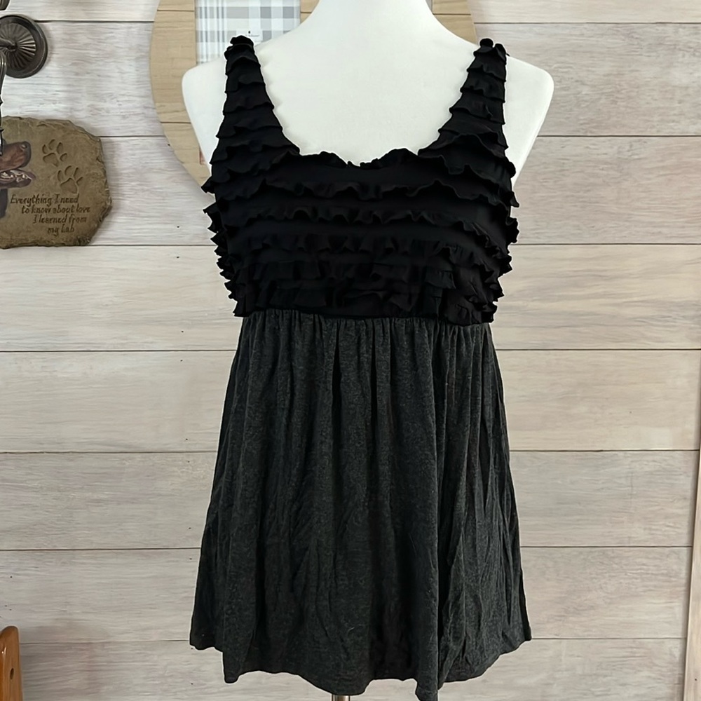 Anthro Weston Wear Black Gray Tank L